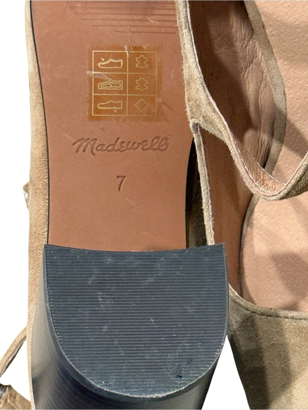 Madewell The Annalise Ankle-Strap Pump Suede Tan Brown Block Heel Preppy Boho - Picture 7 of 7